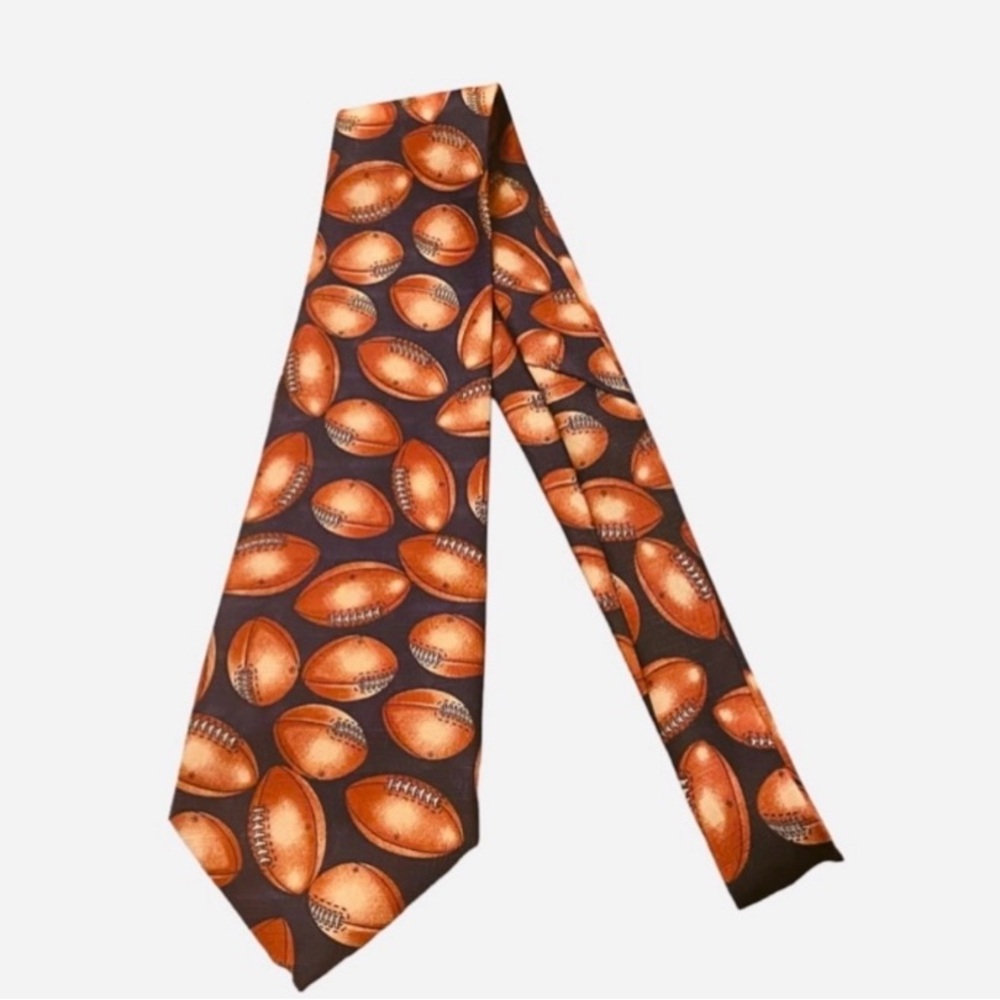 Florence Men's Novelty Football Pattern Necktie Blue Brown Sports Fan Coach Gift